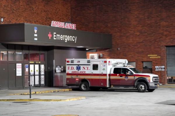 A general view of an FDNY ambulance at the emergency room entrance of Lincoln Medical Center in the Bronx, NY on December 4, 2022.
